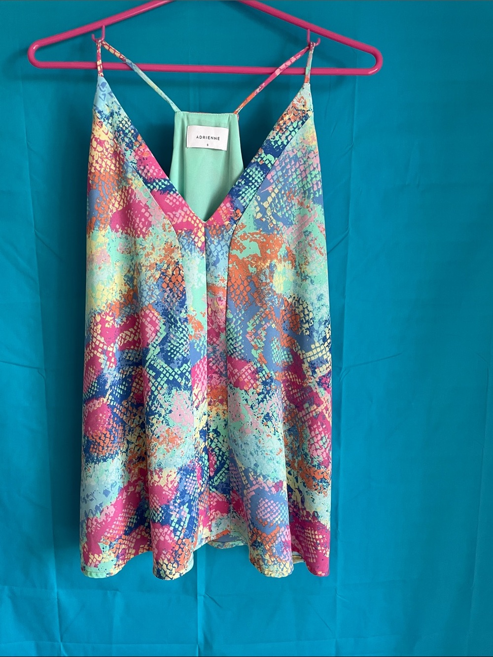 Adrienne Mint Multicolor V-Neck Printed Camisole